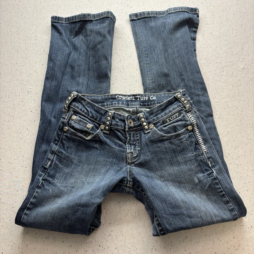 Cowgirl Tuff Co Jeans Womens 25x33 Low Rise Studded Thick Stitch Western Y2K